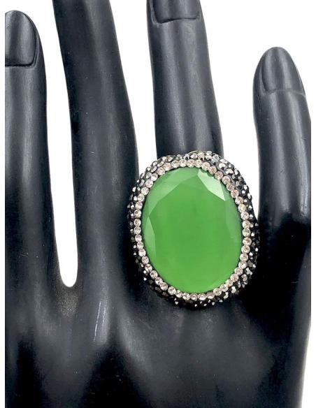 ANILLOS GRANDES MUJER DE PIEDRAS FACETADAS VERDES