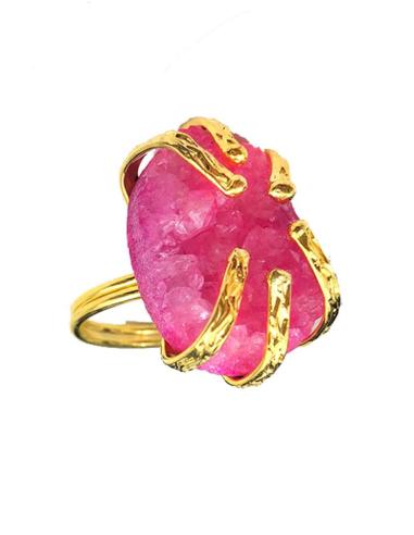 ANILLOS DE PIEDRAS NATURALES FUCSIAS PARA INVITADAS DE BODA