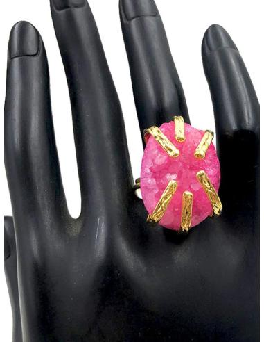 ANILLOS DE PIEDRAS NATURALES FUCSIAS PARA INVITADAS DE BODA