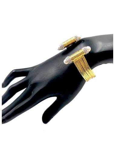 PULSERA DE MUJER DORADAS CON DISEÑO ELEGANTE CON PERLAS