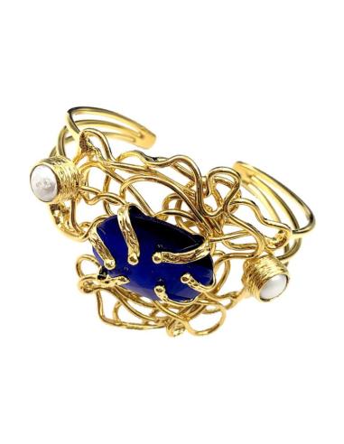 PULSERAS DORADAS Y AZULONAS PARA MUJER CON FABULOSO DISEÑO