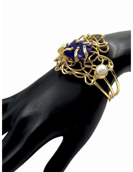 PULSERAS DORADAS Y AZULONAS PARA MUJER CON FABULOSO DISEÑO