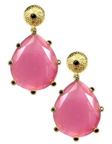PENDIENTES LARGOS ROSAS DE PIEDRA ELEGANTEMENTE DECORADA