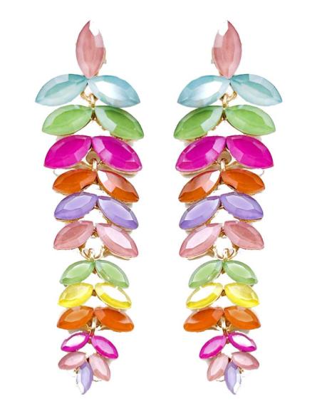 PENDIENTES LARGOS DE FIESTA EN MULTICOLOR IDEAL RECOGIDOS