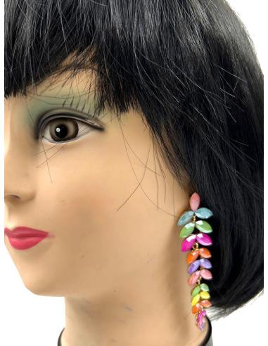 PENDIENTES LARGOS DE FIESTA EN MULTICOLOR IDEAL RECOGIDOS