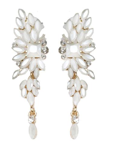 PENDIENTES MUJER BLANCOS Y LARGOS PARA FIESTA Y BODAS DE NOCHE