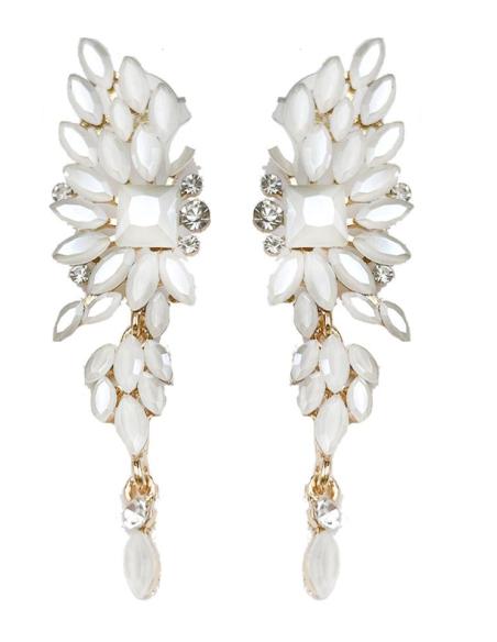 PENDIENTES MUJER BLANCOS Y LARGOS PARA FIESTA Y BODAS DE NOCHE
