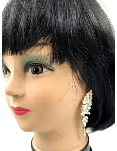 PENDIENTES MUJER BLANCOS Y LARGOS PARA FIESTA Y BODAS DE NOCHE