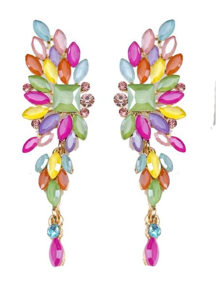 PENDIENTES MUJER LARGOS PARA FIESTA Y BODA EN MULTICOLOR