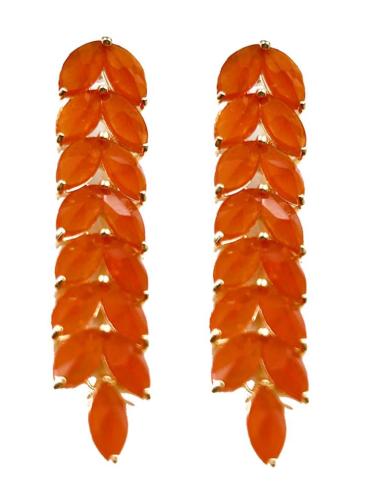 ELEGANTES PENDIENTES NARANJAS LARGOS PARA BODAS Y EVENTOS