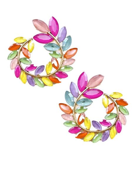 PENDIENTES MULTICOLOR DISEÑO REDONDEADO PARA BODAS Y FIESTA