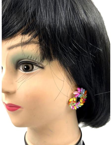 PENDIENTES MULTICOLOR DISEÑO REDONDEADO PARA BODAS Y FIESTA