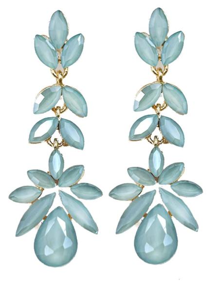 PENDIENTES BODA AZULES Y LARGOS DE CRISTAL PARA INVITADAS