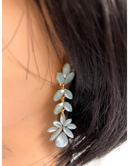 PENDIENTES BODA AZULES Y LARGOS DE CRISTAL PARA INVITADAS