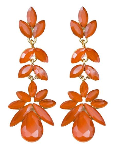 PENDIENTES BODA NARANJAS Y LARGOS DE CRISTAL PARA INVITADAS