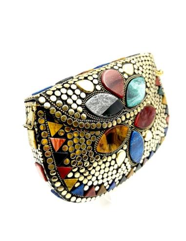 BOLSOS IBIZA ORIGINALES DORADOS Y MULTICOLOR PARA BODAS Y EVENTOS