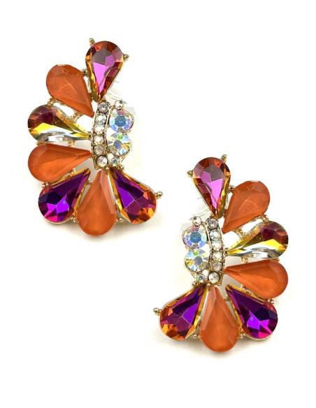 PENDIENTES DE FIESTA NARANJAS Y FUCSIAS DE INVITADA IDEAL