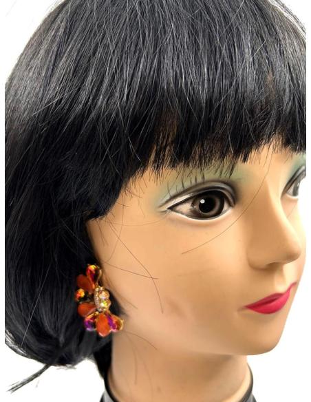 PENDIENTES DE FIESTA NARANJAS Y FUCSIAS DE INVITADA IDEAL