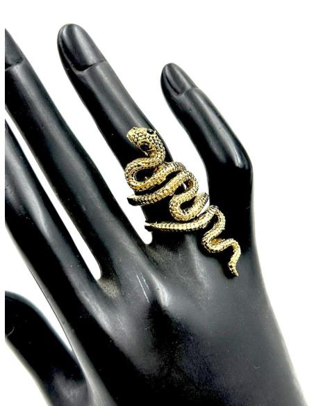 GRANDES ANILLOS DORADOS DE SERPIENTE CON TODO DETALLE