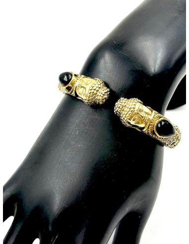 PULSERAS ETNICAS DORADAS DE BUDAS Y PIEDRAS SEMIPRECIOSAS