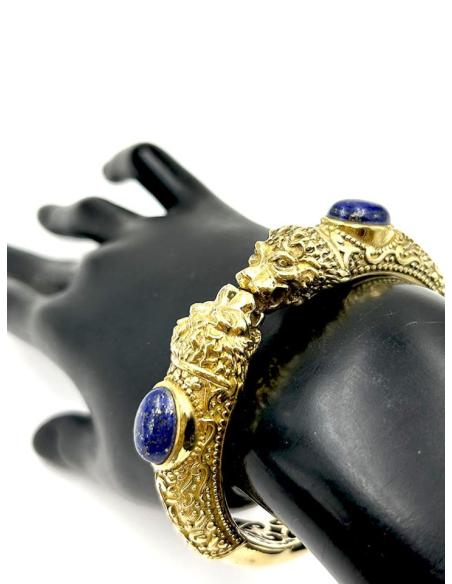 PULSERAS DORADAS DE MUJER DE LEONES EXOTICOS Y PIEDRA COLOR