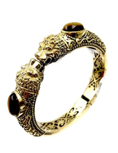 PULSERAS DORADAS DE MUJER DE LEONES EXOTICOS Y PIEDRA COLOR