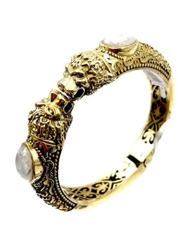 PULSERAS DORADAS DE MUJER DE LEONES EXOTICOS Y PIEDRA COLOR