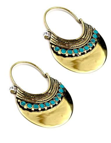 AROS DORADOS DE MUJER PENDIENTES DE AIRE FLAMENCO Y DETALLE COLOR