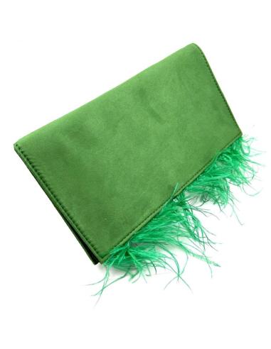 BOLSOS DE PLUMAS VERDES DE FIESTA Y NOCHE PARA BODAS Y EVENTOS