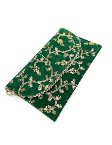 BOLSOS DE FIESTA VERDES CON BONITA DECORACION DORADA