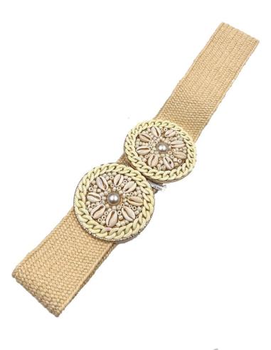 CINTURONES MUJER EN BEIGE NATURAL ES ELASTICO IDEAL PARA EL VERANO