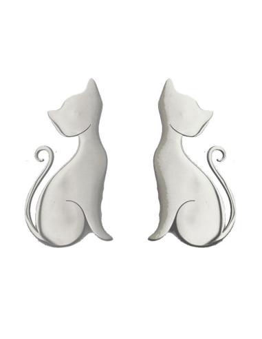 PENDIENTES DE MUJER PLATEADOS DE ELEGANTE GATITO