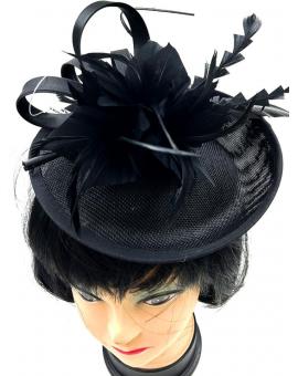 TOCADOS NEGROS CON DISEÑO ELEGANTE DE PLUMAS PARA BODAS 2
