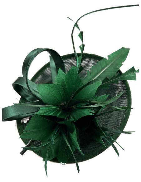 TOCADOS VERDE BOTELLA CON DISEÑO ELEGANTE DE PLUMAS PARA BODAS