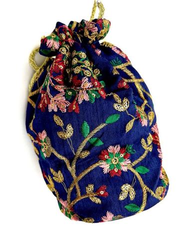 BOLSOS DE FIESTA MUJER AZULES MARINO CON FLORES ESTILO LIMOSNERA