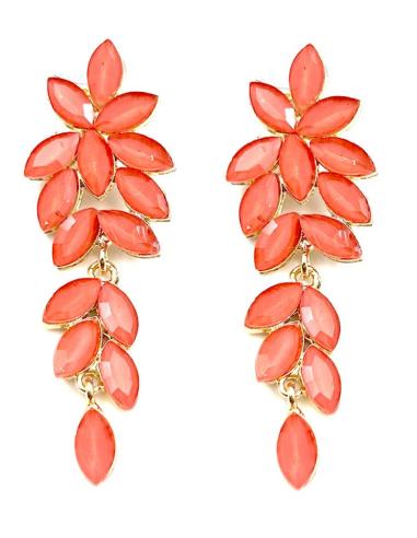 PENDIENTES CORALES LARGOS DE FIESTA PARA EVENTOS Y BODAS DE NOCHE
