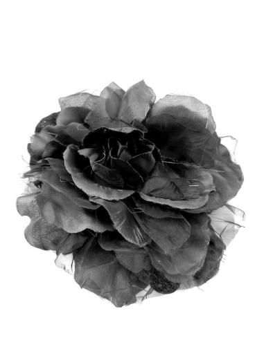 FLORES MUJER NEGRAS GRANDES CON BROCHE PELO O ROPA