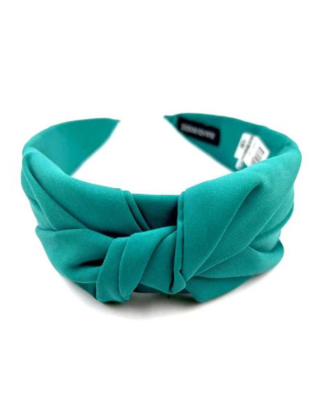 DIADEMAS VERDES ANCHAS DE MUJER CON DISEÑO DE NUDO EN TELA