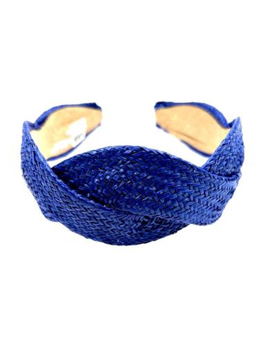 DIADEMAS AZULONAS DE RAFIA IDEAL BODA COMUNION Y BAUTIZO