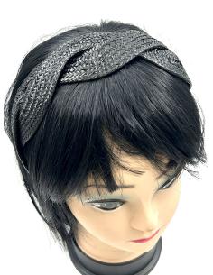 DIADEMAS NEGRAS DE RAFIA IDEAL BODA COMUNION Y BAUTIZO 2