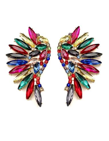 PENDIENTES DE FIESTA EN CRISTAL EXTRA BRILLO MUTICOLOR DISEÑO ABANICO ALAS