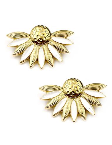 PENDIENTES MADRID BLANCOS Y DORADOS BONITA FLOR PARA BODAS DE DIA Y COMUNIONES
