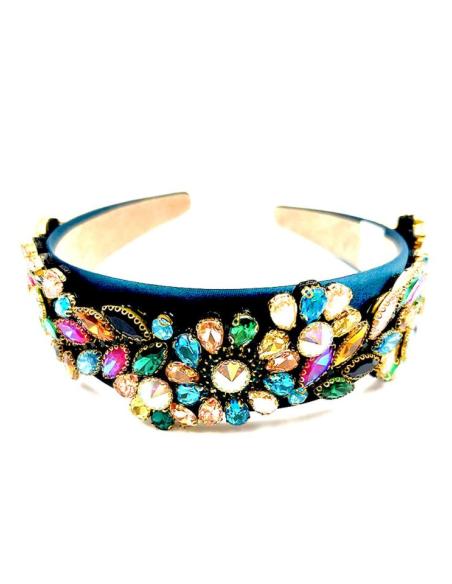DIADEMAS FIESTA PARA BODAS Y EVENTOS CON PEDRERIA MULTICOLOR