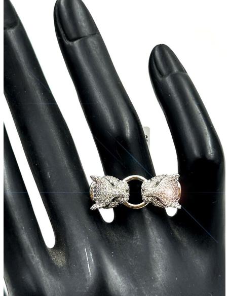 SORTIJAS MUJER PLATEADAS LEOPARDOS DISEÑO DE JOYERIA CLASICA