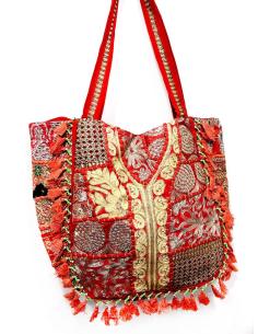 BOLSOS DE TELAS NARANJAS Y GRANATES DISEÑO IBIZA PARA EL VERANO