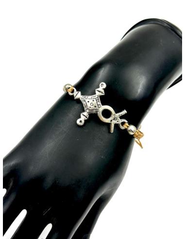 ETNICAS PULSERAS HOMBRE DE MACRAME Y CRUZ TUAREG PLATEADA