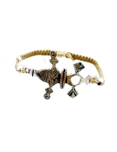 PULSERAS PARA HOMBRE PLATEADAS DE CRUZ TUAREG PLATEADA
