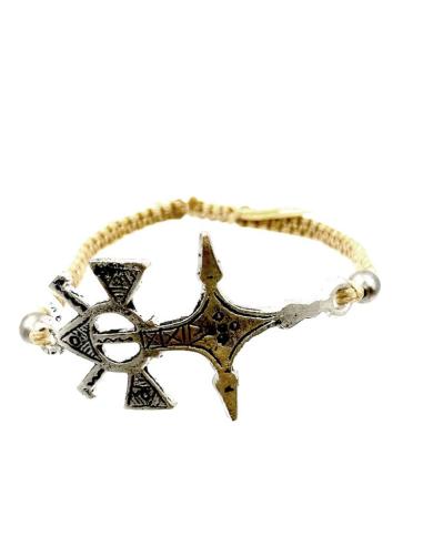 MODA HOMBRE PULSERAS ORIGINALES CON CRUZ AFRICANA PLATEADA
