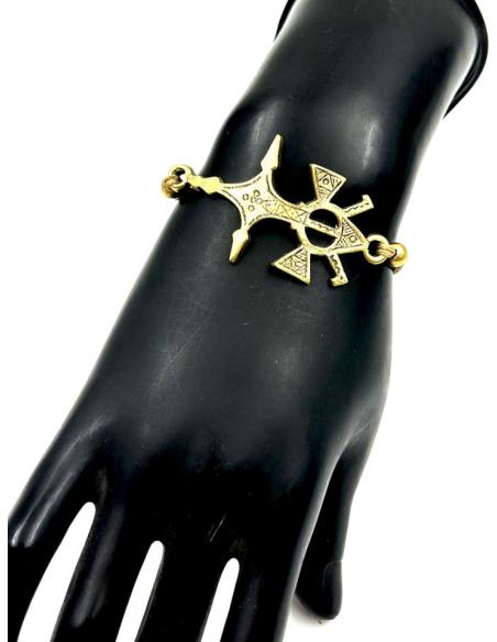 MODA HOMBRE PULSERAS ORIGINALES CON CRUZ AFRICANA DORADA