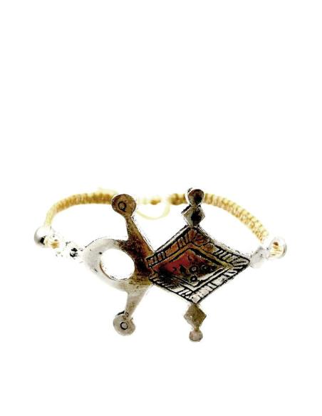 PULSERAS AFRICANAS ORIGINALES CON CRUZ TUAREG PLATEADA